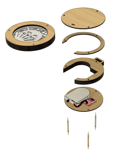 Exploded view of Lumogram's simple parts 'stack'.