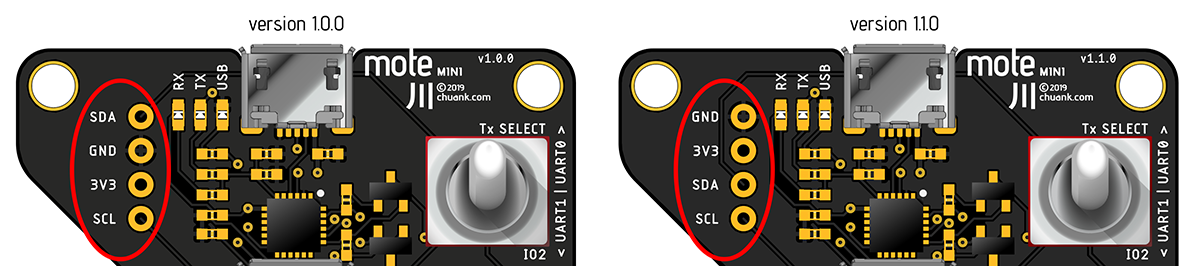 Differences between the v1.0.0 and v1.1.0 boards