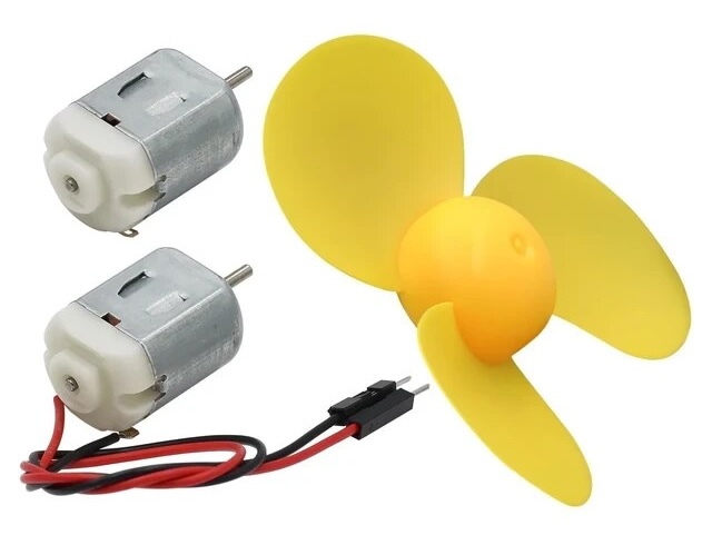 DC motors, with a plastic fan attachment.